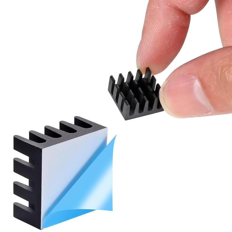 Manesi 20PCS Black Aluminum Heat Sink with Thermal Conductive Adhesive Tape, 14×14×7mm Heatsink Cooler for Cooling VRM GPU Stepper Driver MOSFET VRam Regulators - Image 2